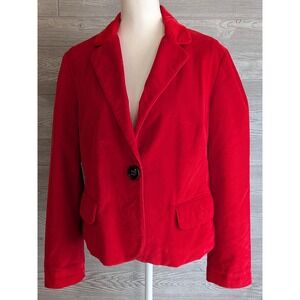 Talbots Red Corduroy Blazer Single Button Flap Pocket Jacket Women Size 8